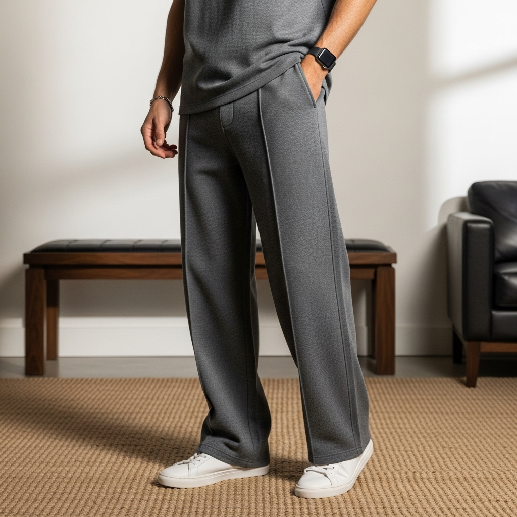 Luxury Knit Pintuck Pants - Charcoal