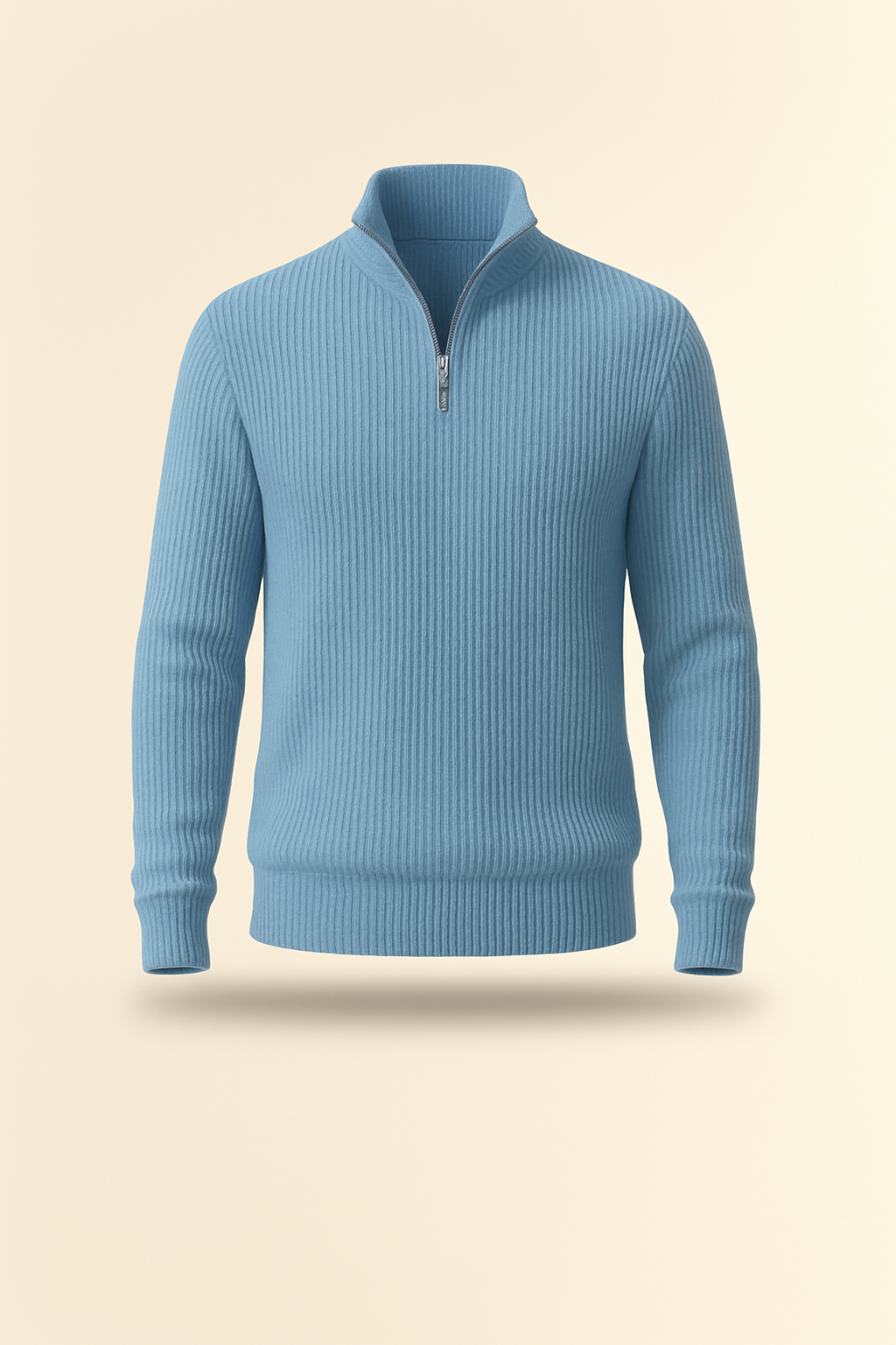 Qtr Zipper Sweater Knit - Mid Blue