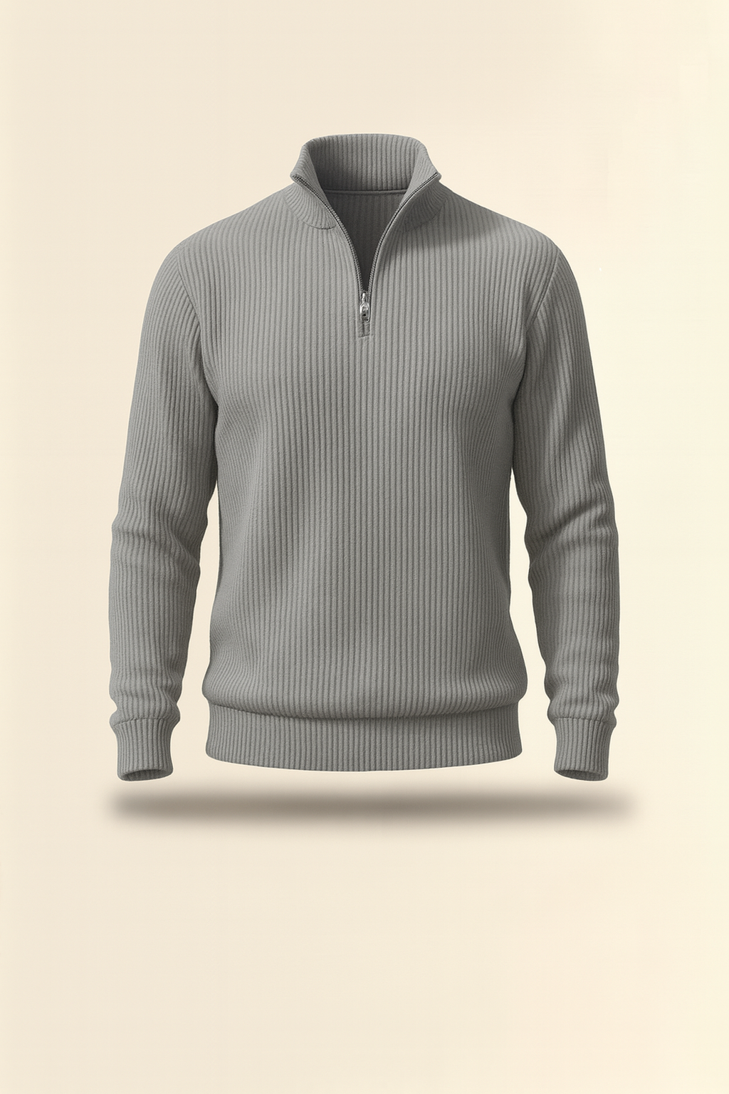 Qtr Zipper Sweater Knit - Steel Grey