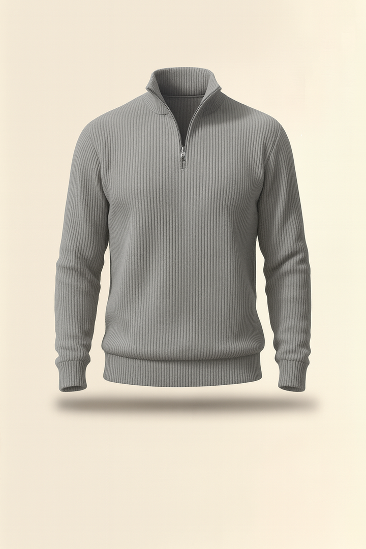 Qtr Zipper Sweater Knit - Steel Grey