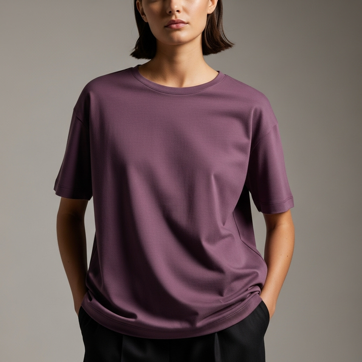 Cotton Edge Oversized Tee Shirt - Smoked Berry