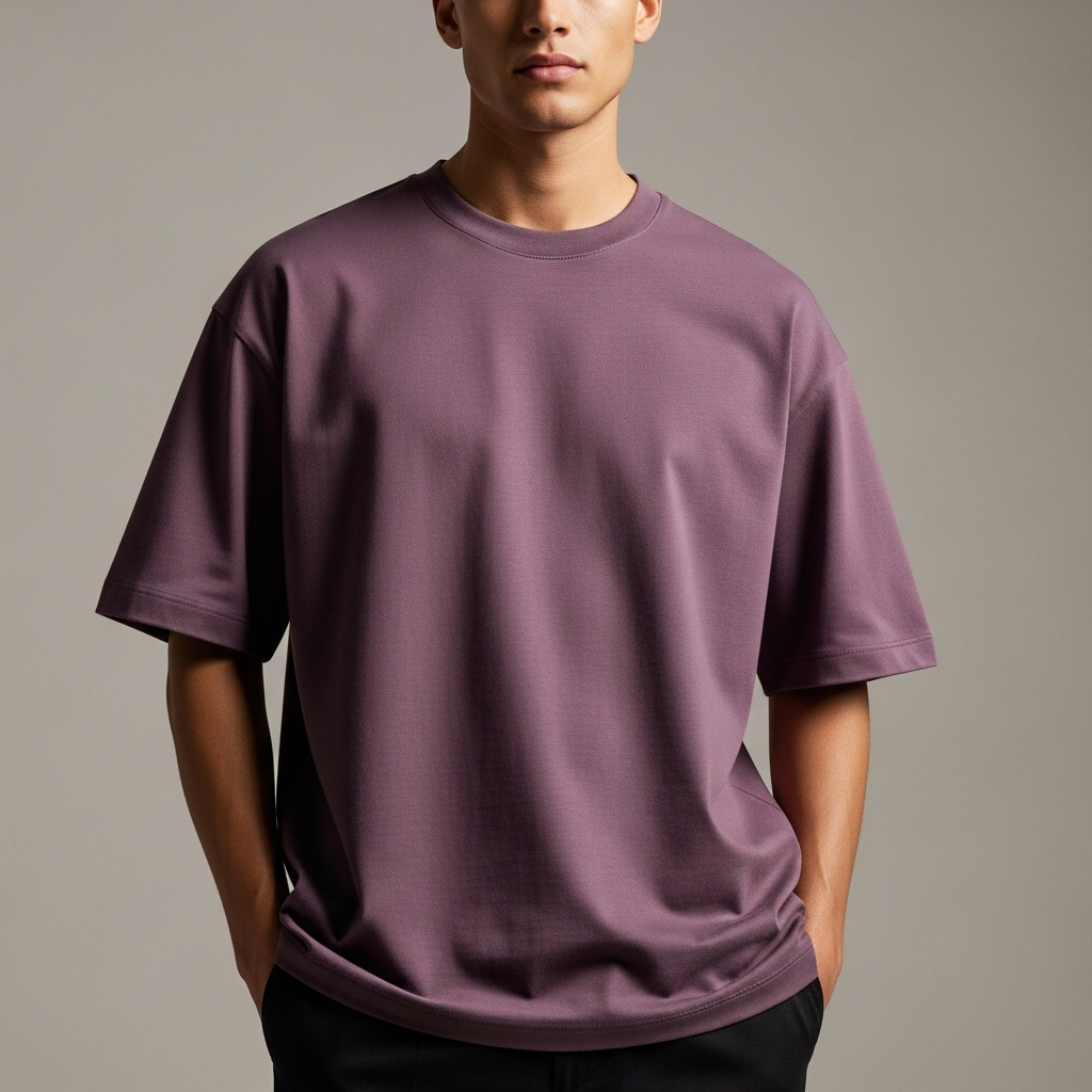 Cotton Edge Oversized Tee Shirt - Smoked Berry