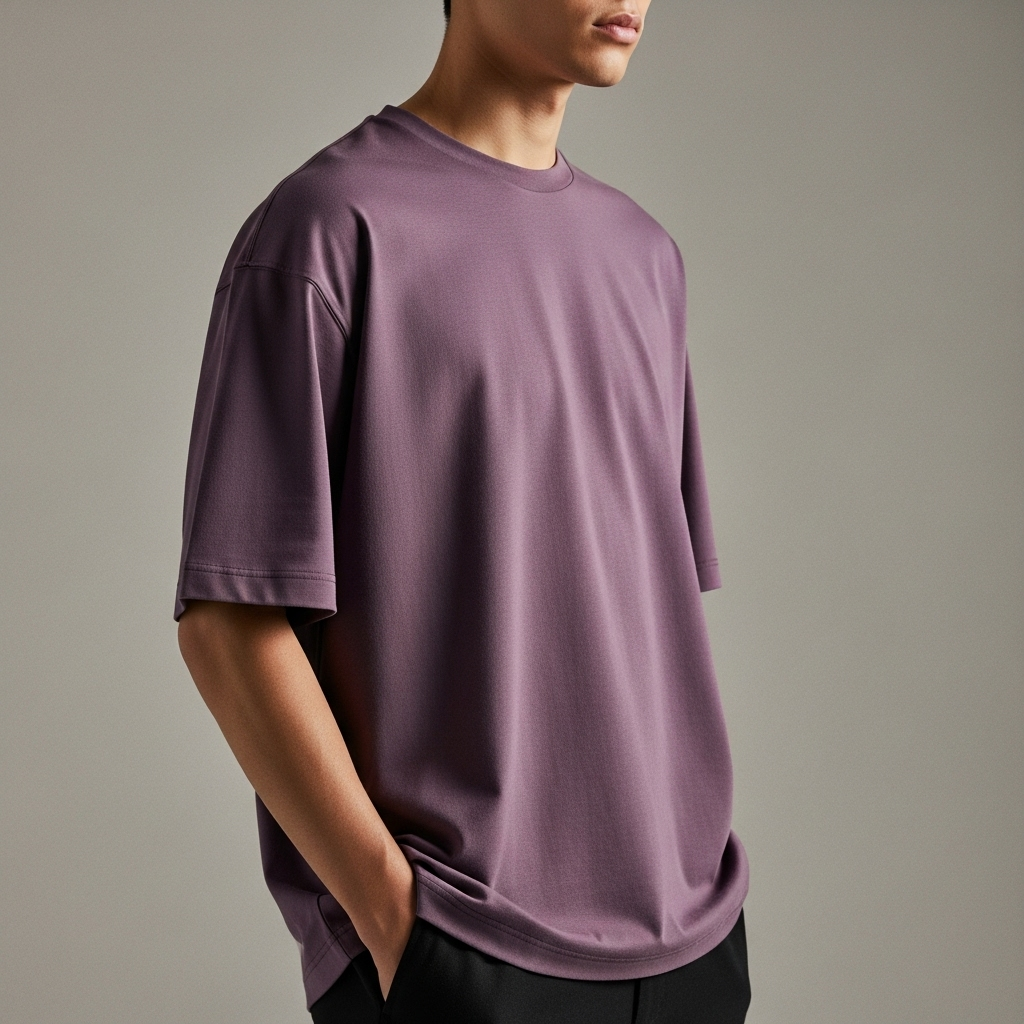 Cotton Edge Oversized Tee Shirt - Smoked Berry