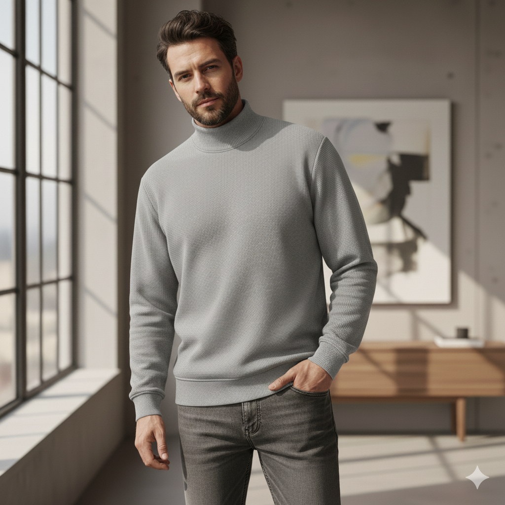 Mock Neck Jumper - Steel Grey