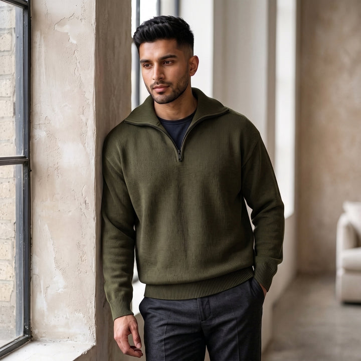 The Atelier Quarter-Zip Army Green