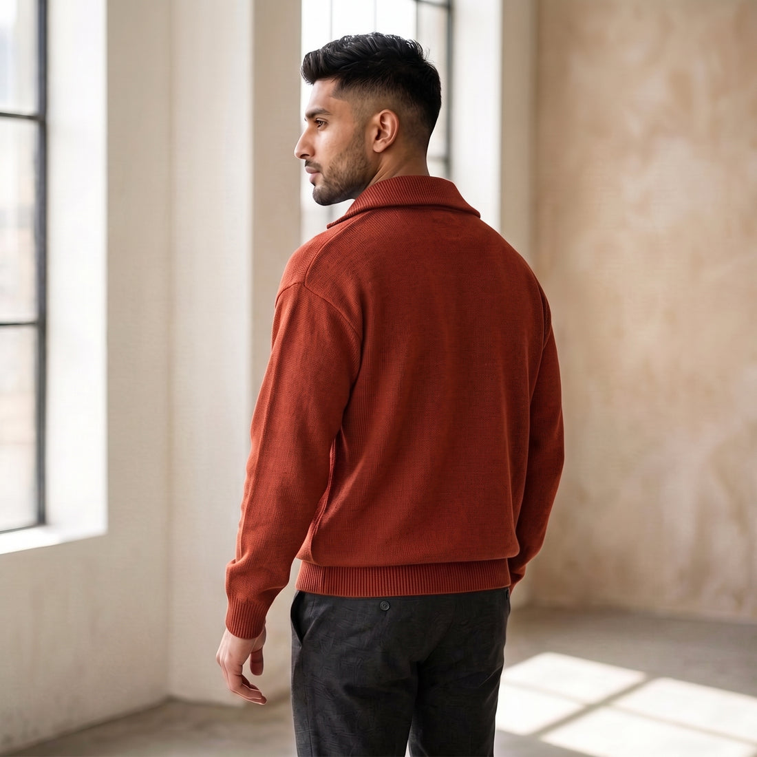 The Atelier Quarter-Zip Canyon Rust