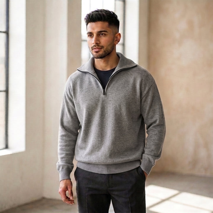 The Atelier Quarter-Zip Heather Grey
