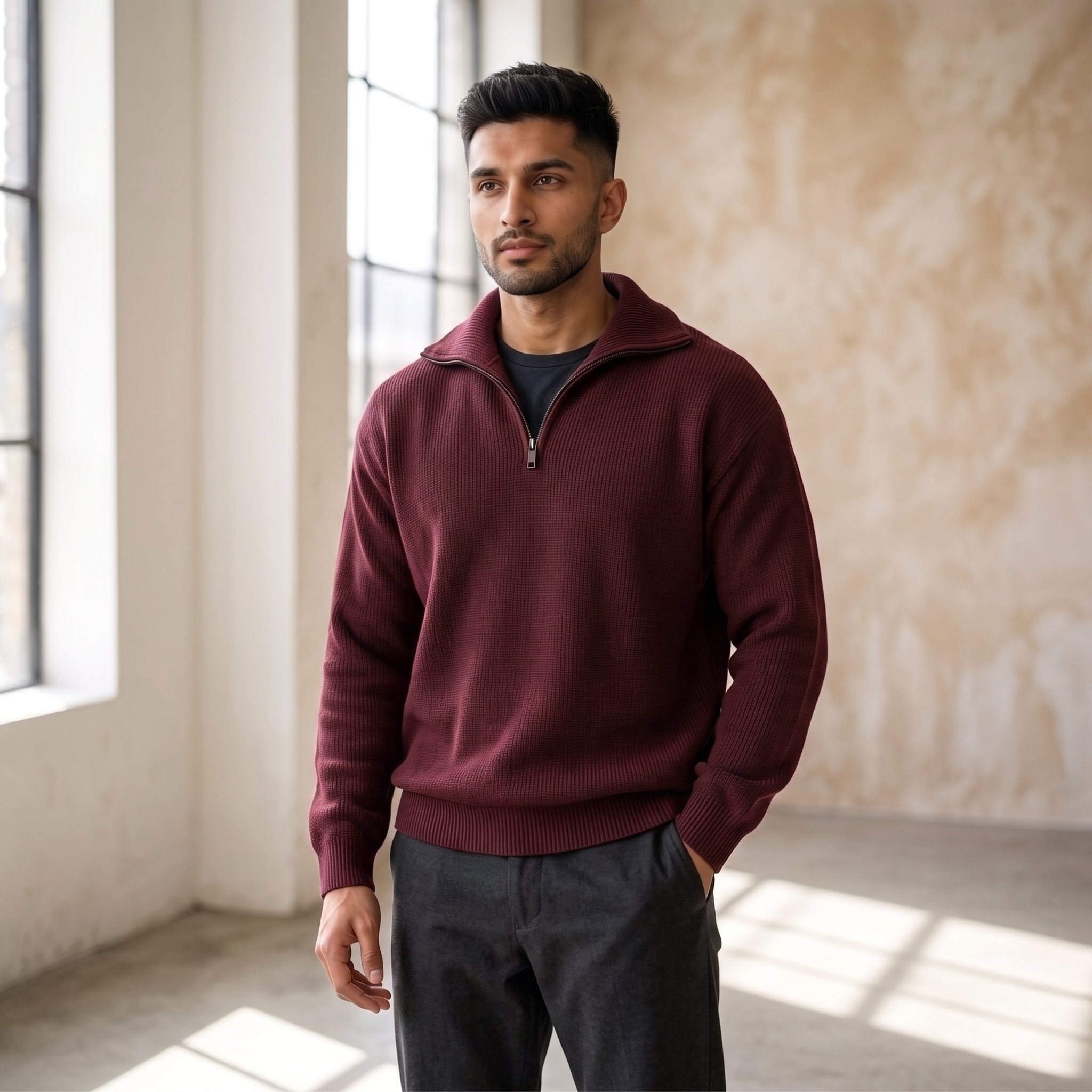 The Atelier Quarter-Zip Cranberry