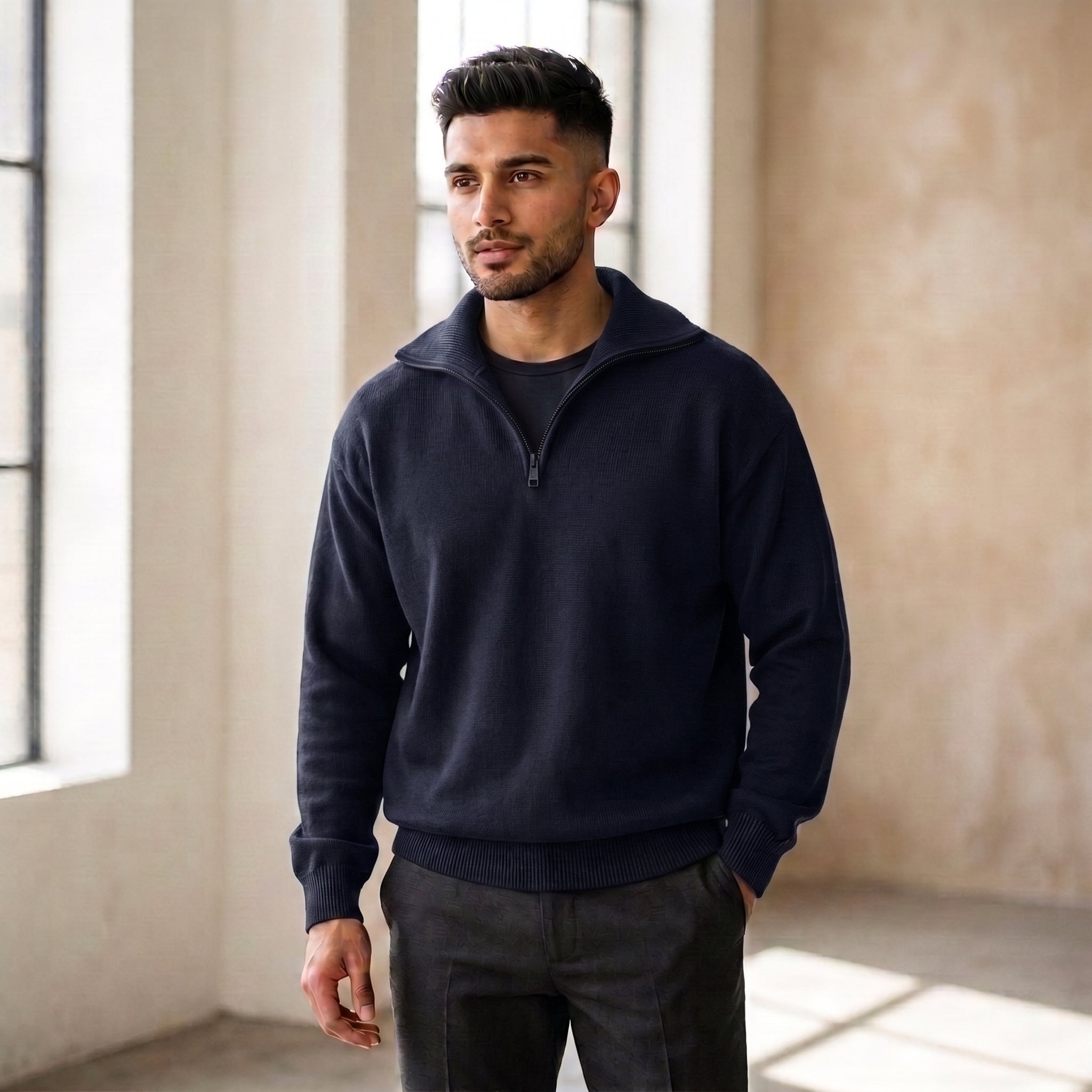 The Atelier Quarter-Zip French Blue