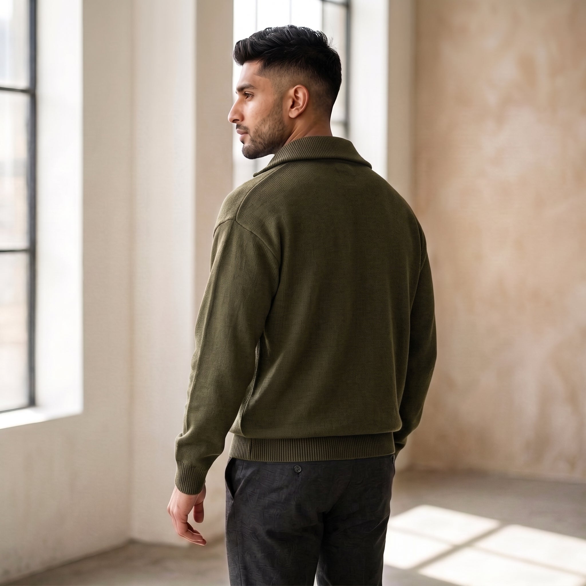 The Atelier Quarter-Zip Army Green