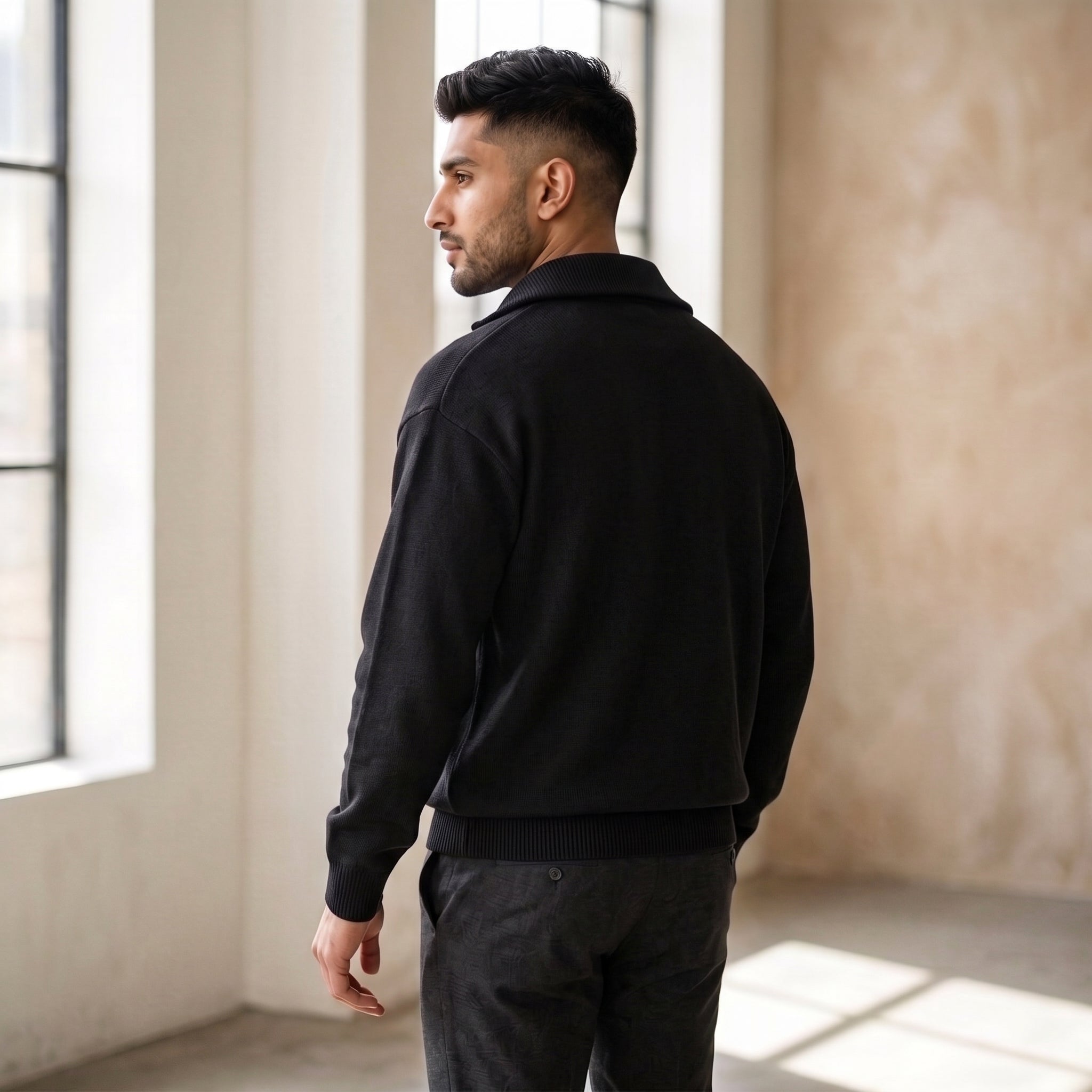 The Atelier Quarter-Zip Black