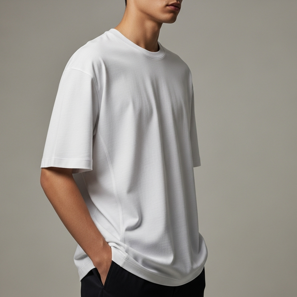 Cotton Edge Oversized Tee Shirt - White