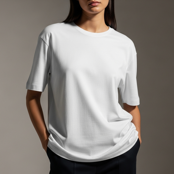 Cotton Edge Oversized Tee Shirt - White