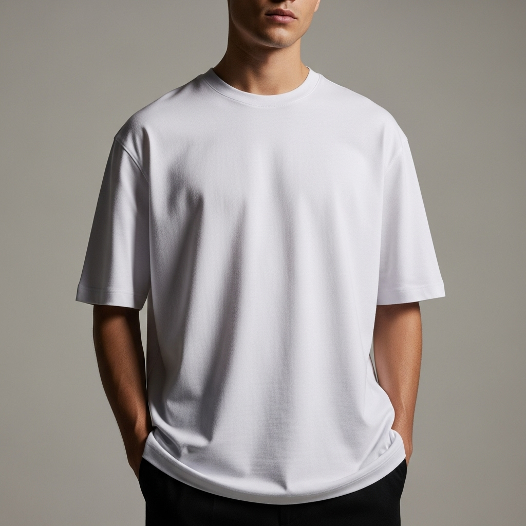 Cotton Edge Oversized Tee Shirt - White