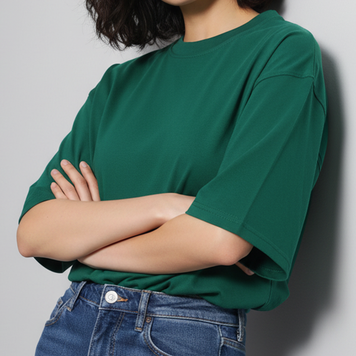 Cotton Edge Oversized Tee Shirt - Bottle Green