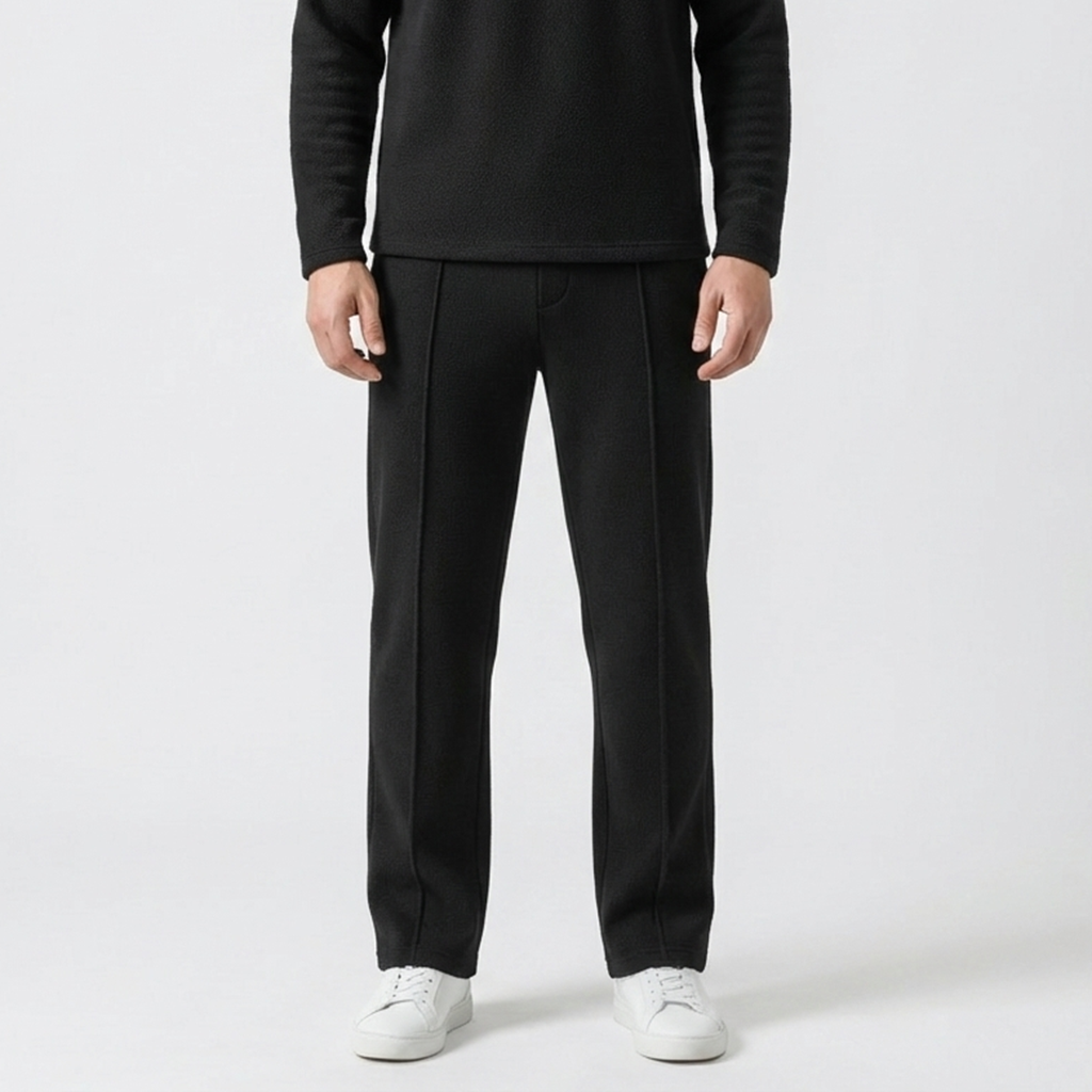 Luxury Fleece Pintuck Pants - Black