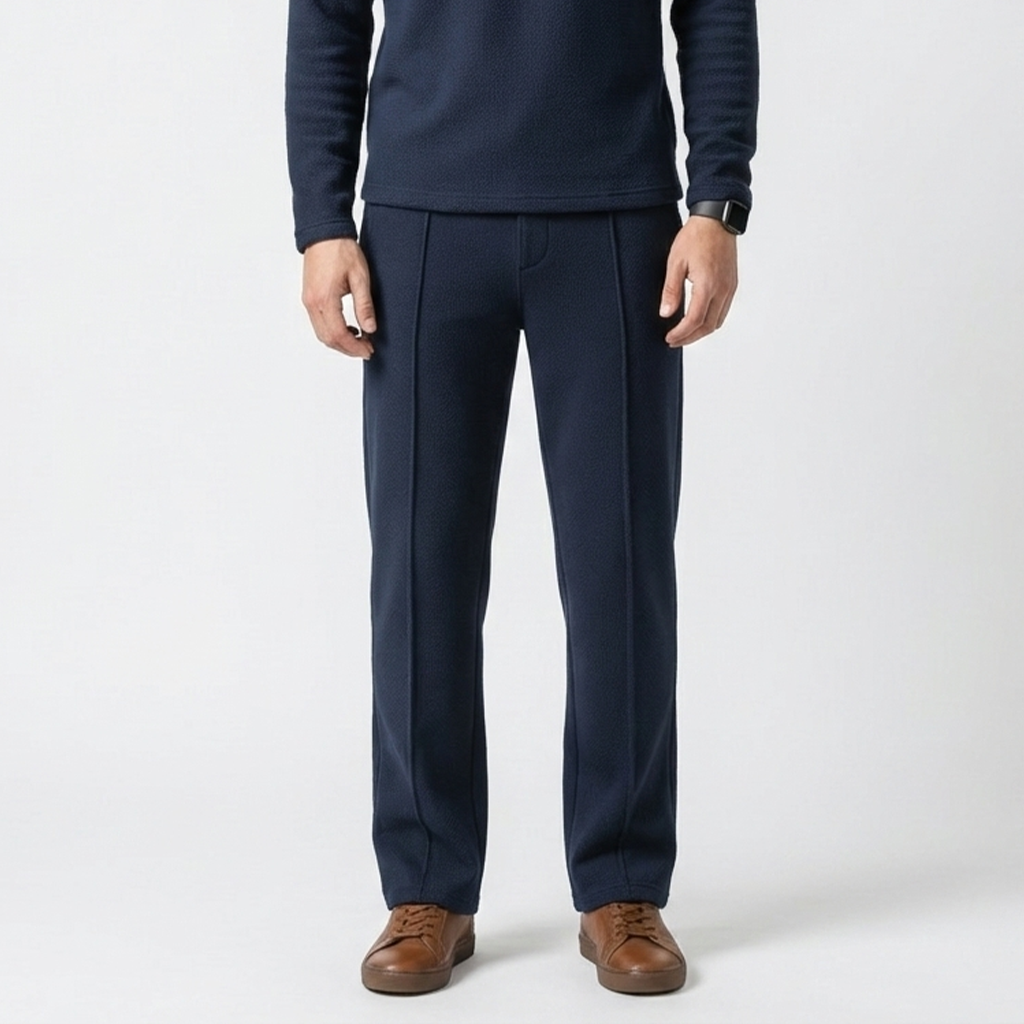 Luxury Fleece Pintuck Pants - Navy Blue