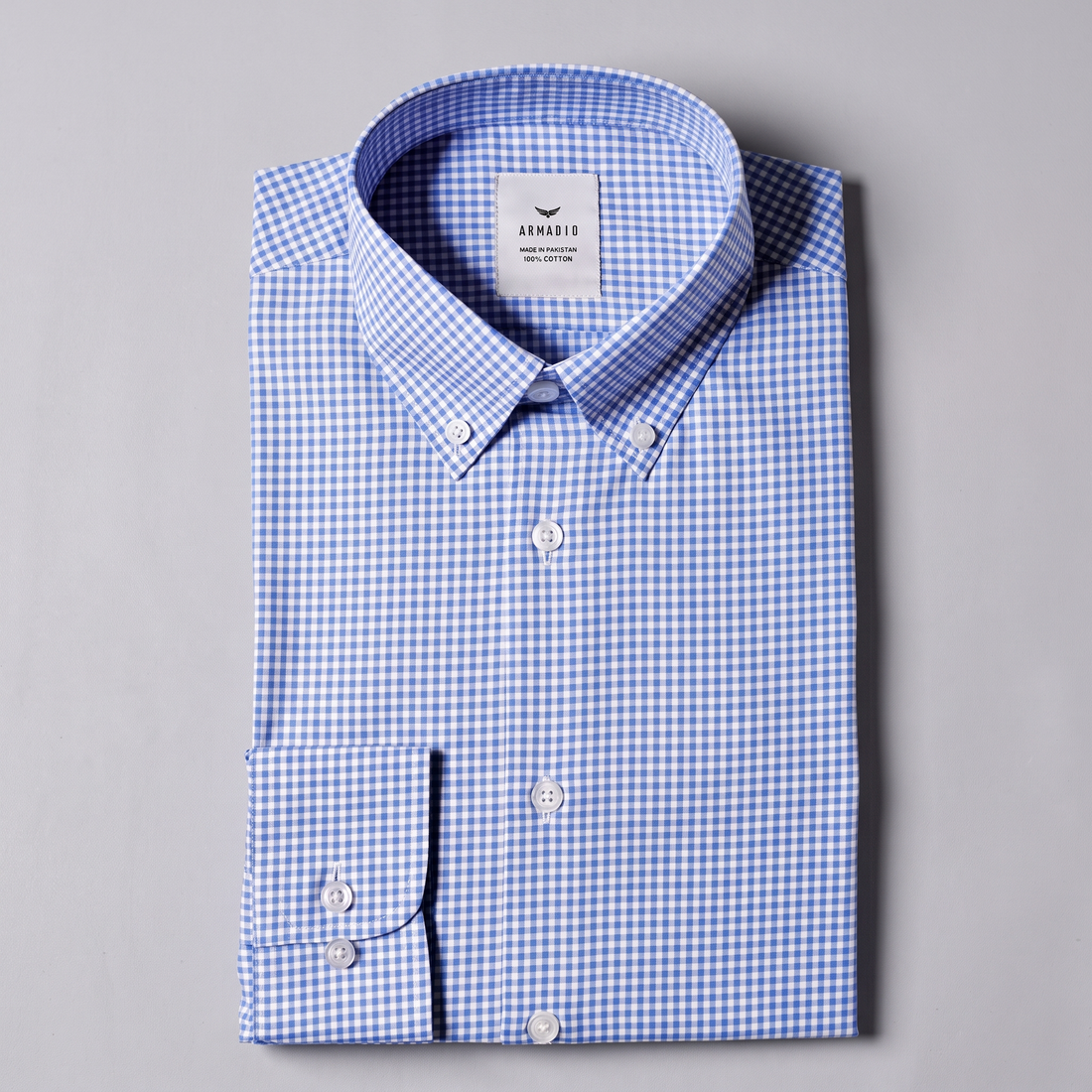 Sky Blue Pin-Check Shirt