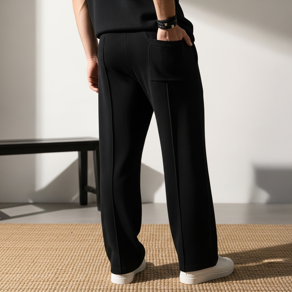 Luxury Knit Pintuck Pants - Black