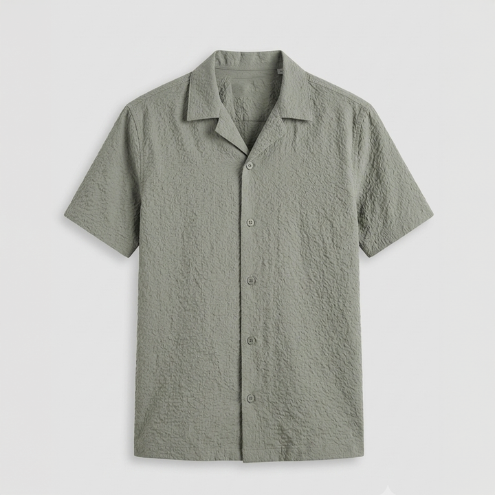 Jacquard Cuban Collar Shirt - Grey