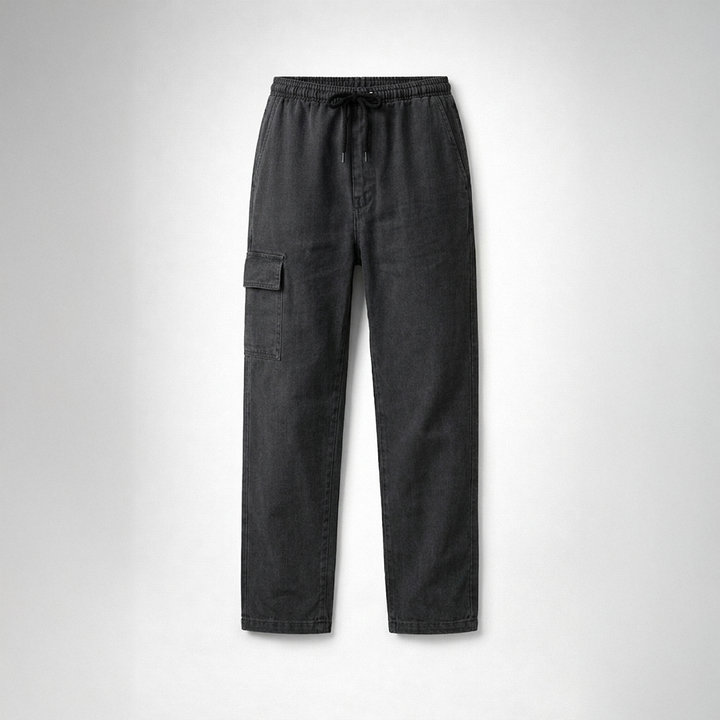 Demin Cargo Pants - Black