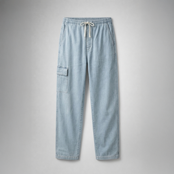 Demin Cargo Pants - Stone Blue