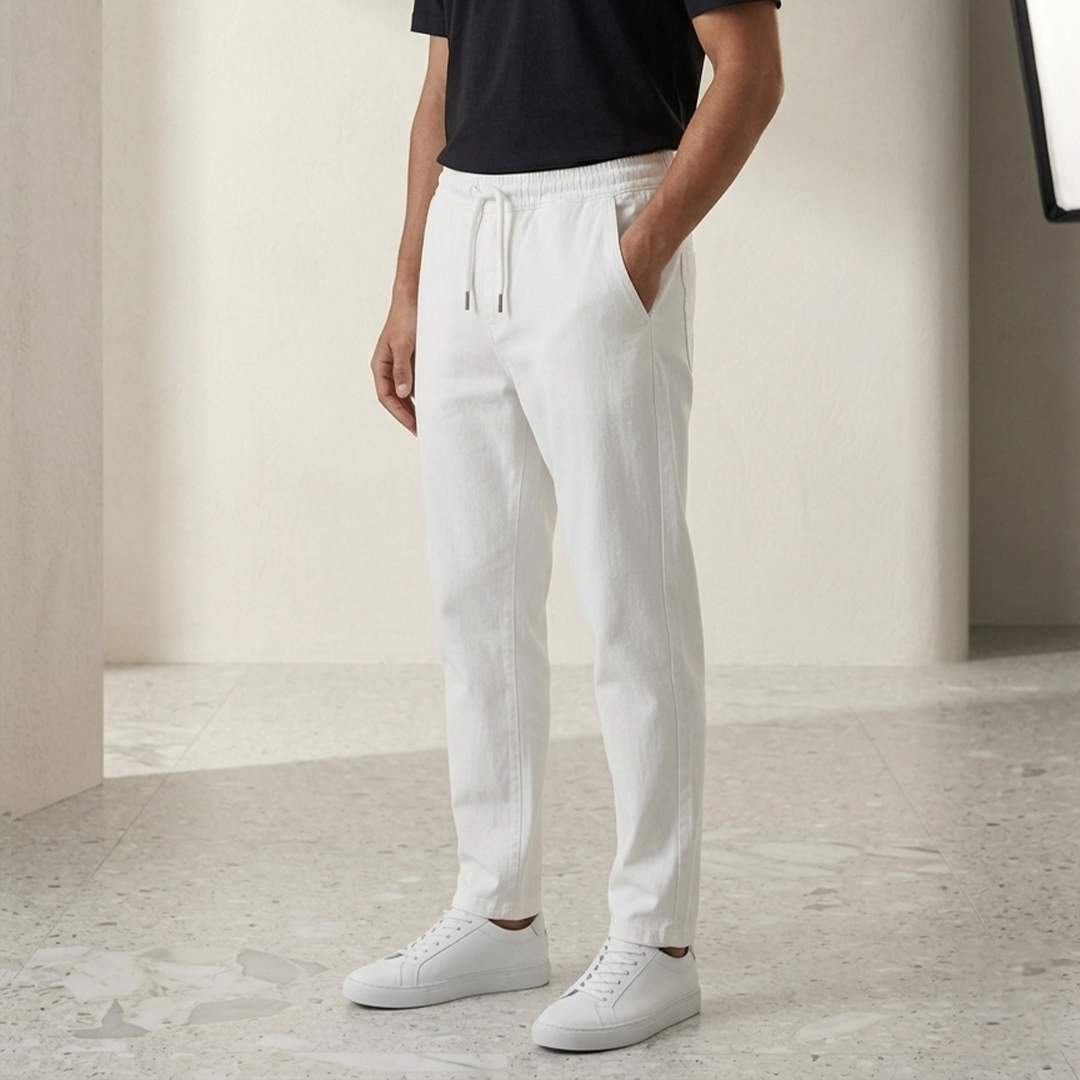 Denim - Track Pants - White