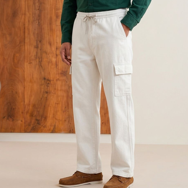 Demin Cargo Pants - White