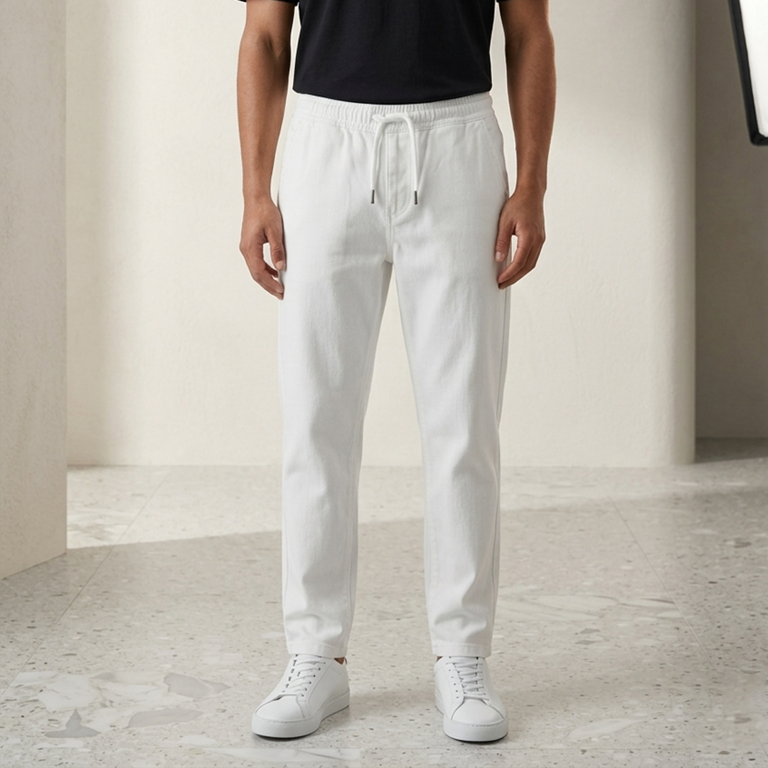 Denim - Track Pants - White