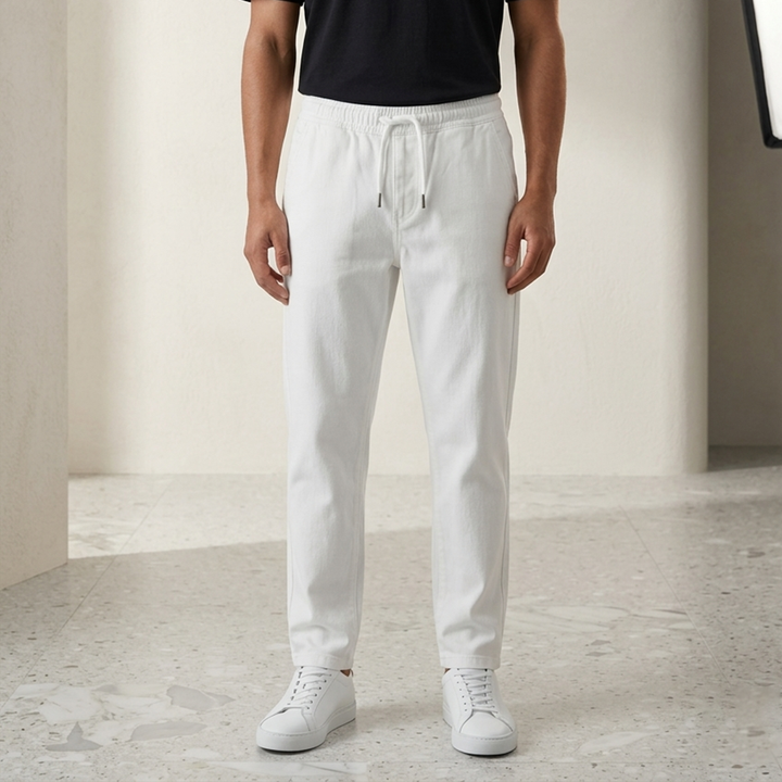 Denim - Track Pants - White