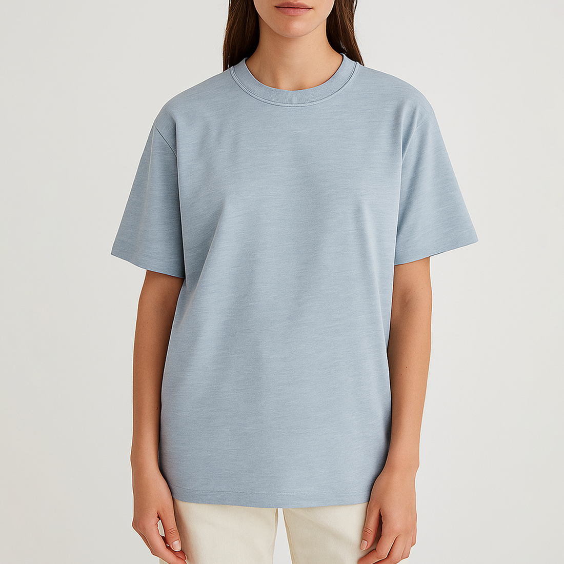 Cotton Edge Oversized Tee Shirt - Heather Blue