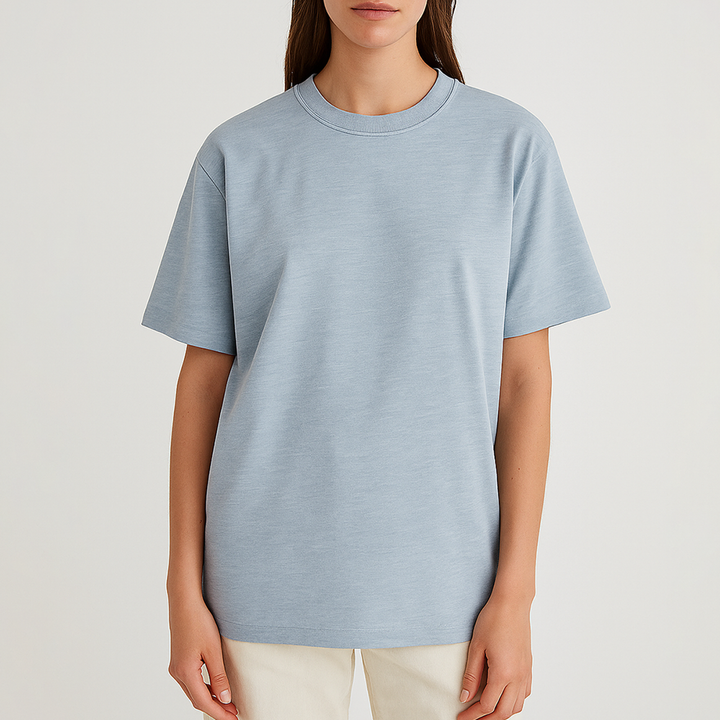 Cotton Edge Oversized Tee Shirt - Heather Blue