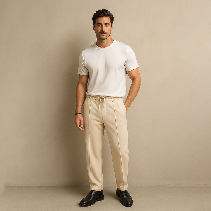 Luxury Knit Pintuck Pants - Oatmeal Brown