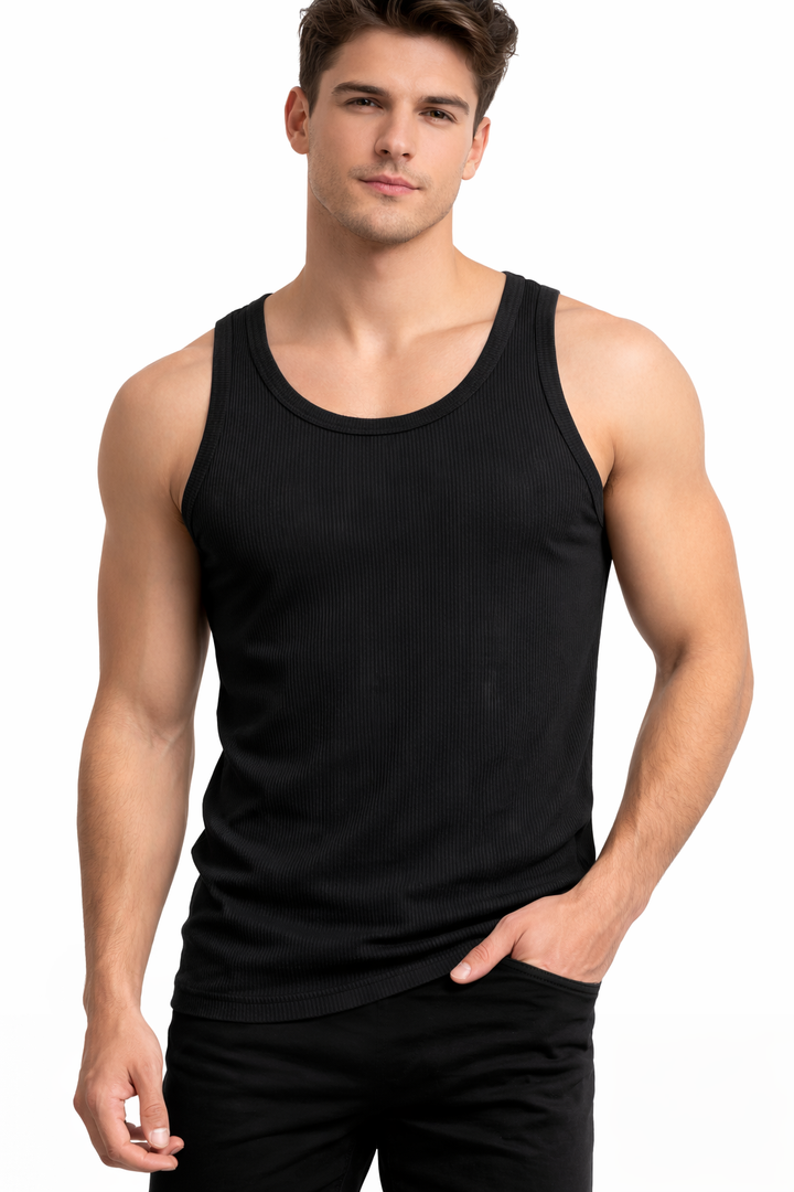 Classic Athletic Rib Vest - Black