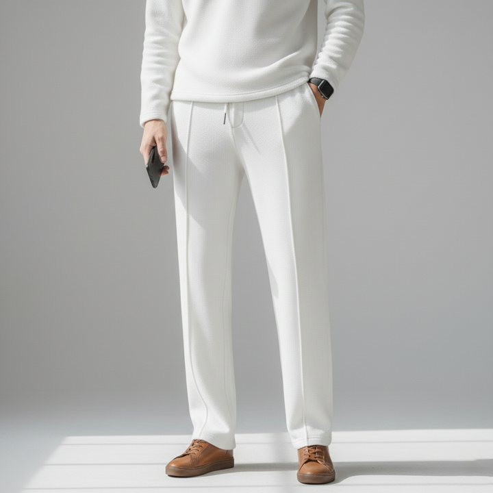 Luxury Fleece  Pintuck Pants - White