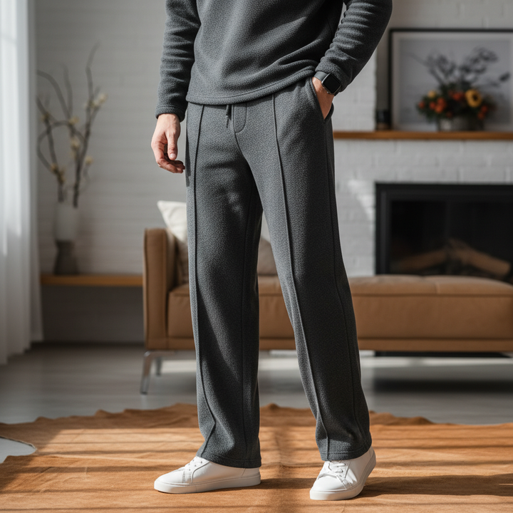 Luxury Fleece Pintuck Pants - Charcoal