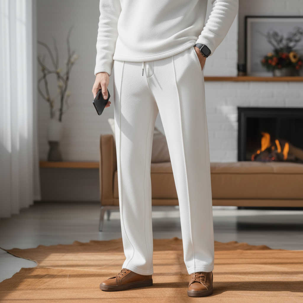 Luxury Fleece  Pintuck Pants - White