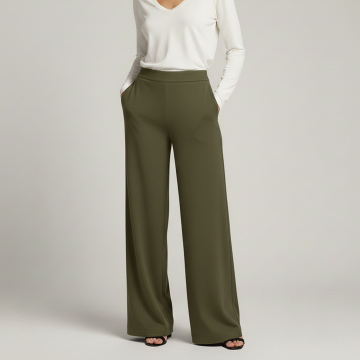 Hi-Rise Flared Pants - Hecca Green