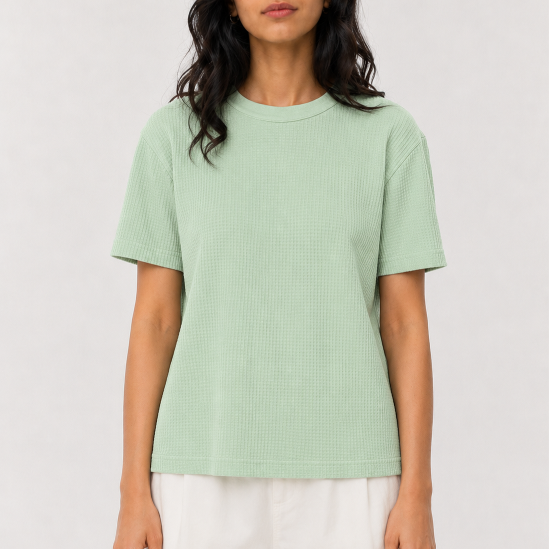 Mini Waffle Oversized Tee Shirt - Sea Green
